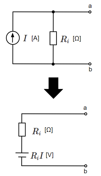 電流源から電圧源への等価変換